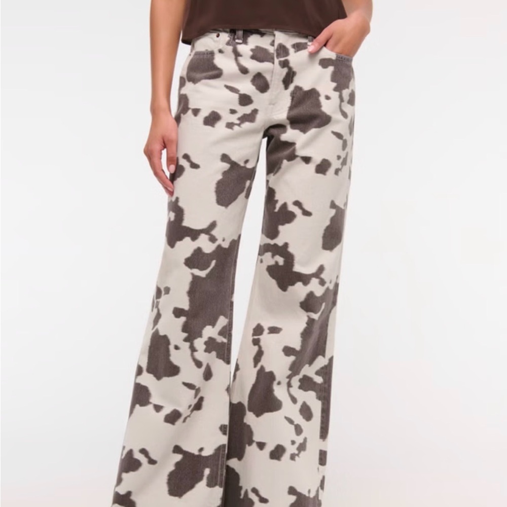 Abercrombie Cow Print Baggy Bootcut